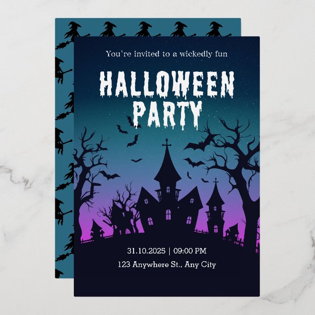 En Aluminium Invitation à la fête d'Halloween (Recto/Verso)