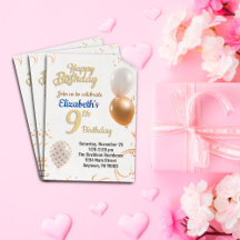 Invitation à l'anniversaire de neuf ans