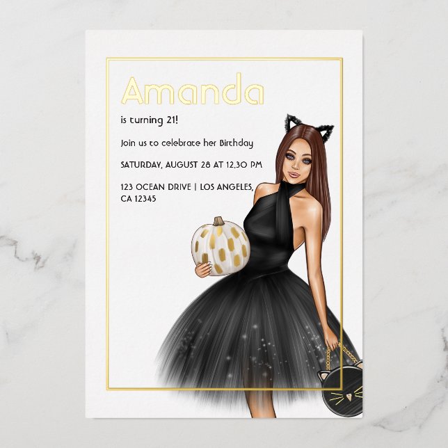 En Aluminium Invitation à l'huile d'olive noire et d'or (Recto)