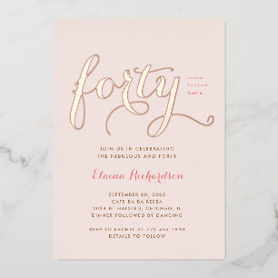 En Aluminium Invitation à une fête d'anniversaire glamour rose
