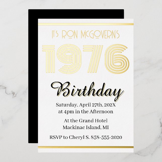 En Aluminium Invitation Anniversaire 50 ans Rectangulaire Vinta (Recto/Verso)