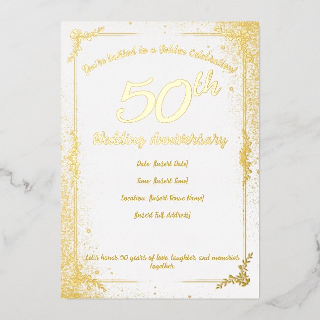 En Aluminium Invitation anniversaire 50 ans sous film alu (Recto)