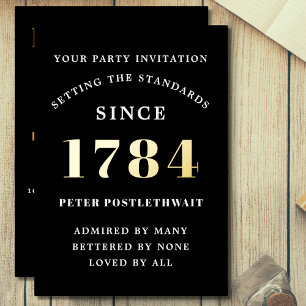 En Aluminium Invitation Anniversaire Black Gold Chaque année po