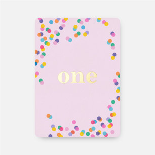 En Aluminium Invitation anniversaire fille 1 an confettis rose