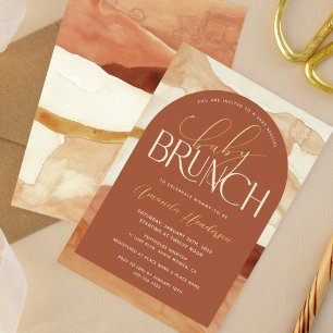 En Aluminium Invitation Baby Brunch Ton Neutre Feuille D'alumin