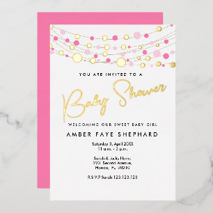 En Aluminium Invitation Baby Shower Lumières - Jaune & Vert