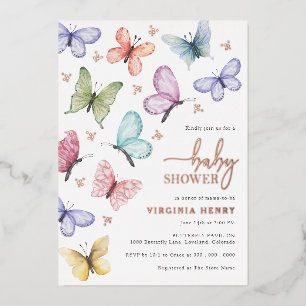 En Aluminium Invitation Baby shower papillon
