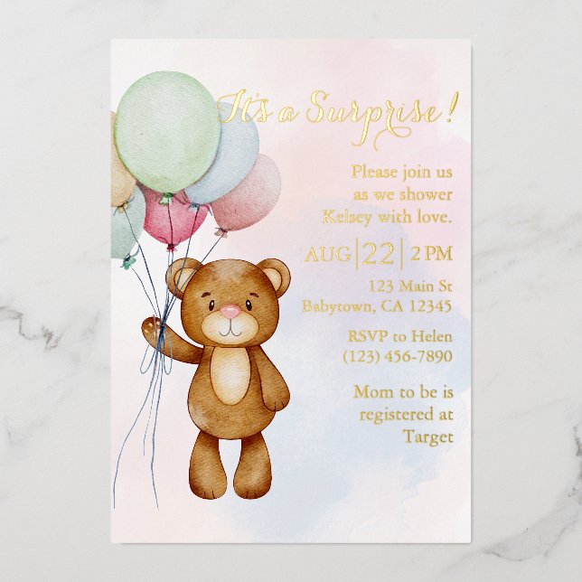En Aluminium Invitation Baby shower surprise (Recto)