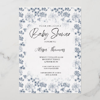 En Aluminium Invitation baby shower Toile Desing-Customizable