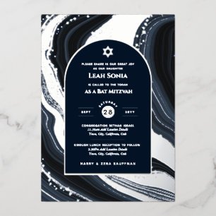 En Aluminium Invitation Bar Mitzvah Véritable feuille d'or Agat