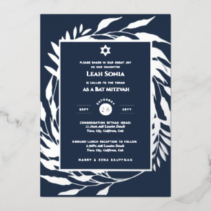 En Aluminium Invitation Bar Mitzvah Véritable feuille d'or Agat