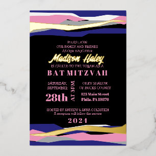En Aluminium Invitation Bat mitzvah de la barre rose de la mari
