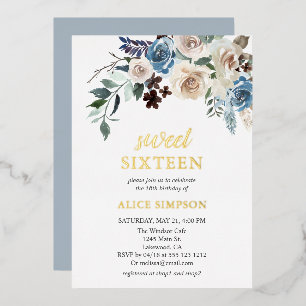 En Aluminium Invitation Boho Fleurs Bleues Feuilles Séchées Swe