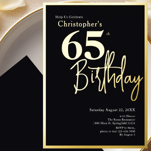 En Aluminium Invitation d'anniversaire 65 ans moderne élégante