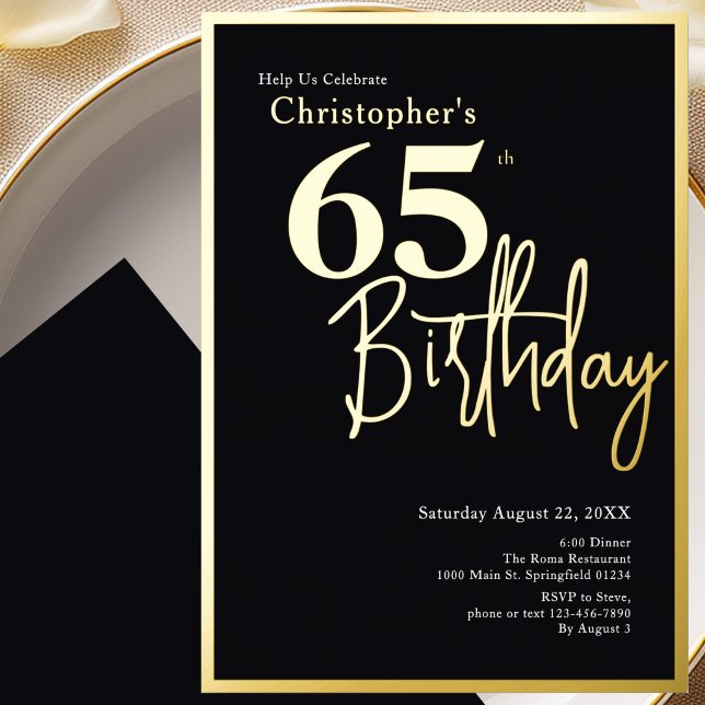 En Aluminium Invitation d'anniversaire 65 ans moderne élégante  (Créateur téléchargé)