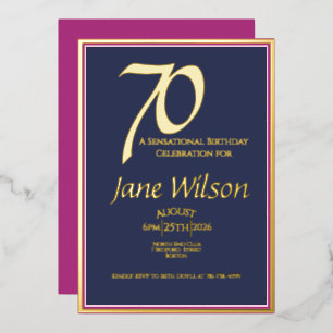 En Aluminium Invitation d'anniversaire 70 ans avec feuille d'al
