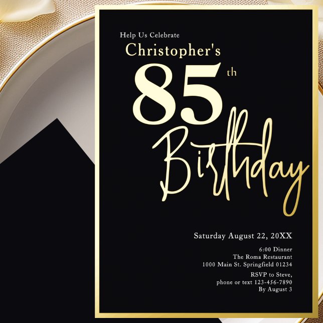 En Aluminium Invitation d'anniversaire 85 ans moderne élégant e (Créateur téléchargé)