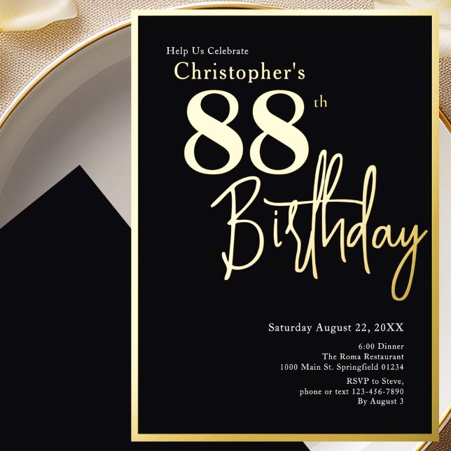 En Aluminium Invitation d'anniversaire 88 ans moderne élégant e (Créateur téléchargé)