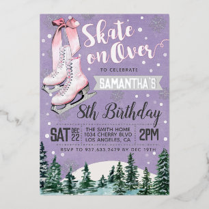 En Aluminium Invitation d'anniversaire de patinage sur glace