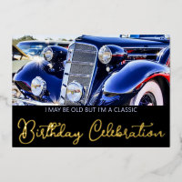Invitation d'anniversaire de voiture classique des
