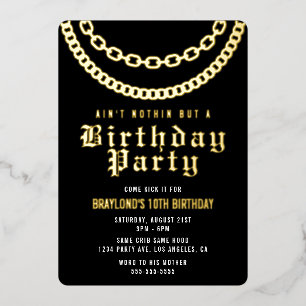 En Aluminium Invitation d'anniversaire Hip Hop avec feuille d'a