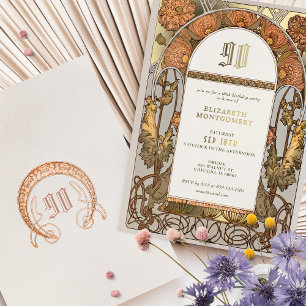 En Aluminium Invitation de anniversaire vintage Orange Poppy
