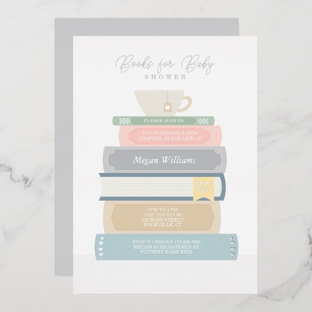 En Aluminium Invitation de Baby shower de livre (Recto/Verso)