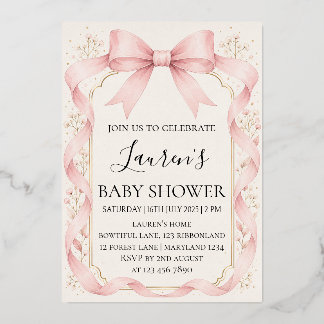 En Aluminium Invitation de Baby Shower Fille Arc-en-Ciel Rose |