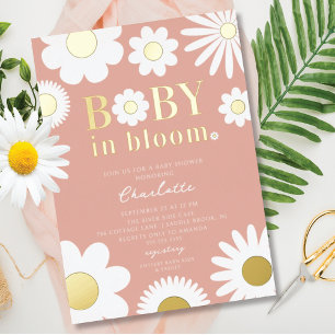 En Aluminium Invitation de Baby Shower Fleur de Bébé Moderne