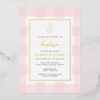 Invitation de baptême à l'effigie de lapin rose à 