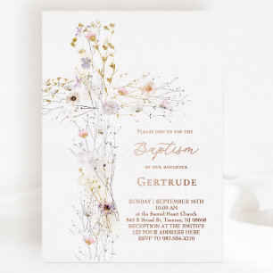 En Aluminium Invitation de baptême aux fleurs sauvages aquarell
