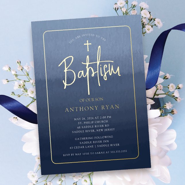 En Aluminium Invitation de baptême Bleu Bénédictions (Créateur téléchargé)