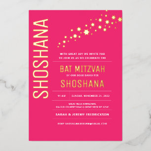 En Aluminium Invitation de Bat Mitzvah élégante moderne avec fe
