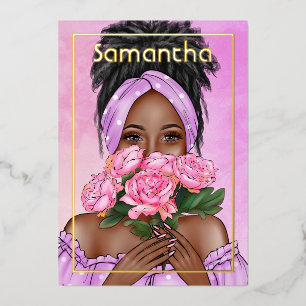 En Aluminium Invitation de Black Woman Birthday Party Foil