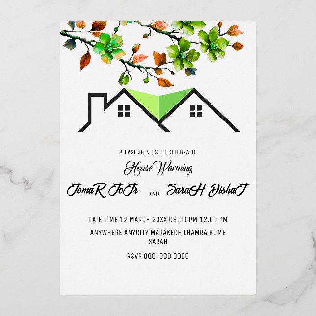 En Aluminium Invitation de Chauffage de Maison Modifiable, P (Recto)