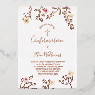 En Aluminium Invitation de confirmation avec feuillage