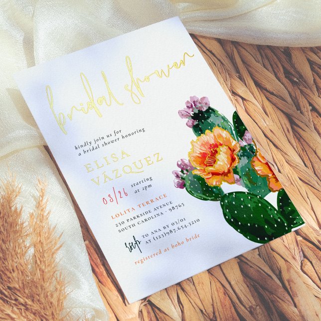 En Aluminium Invitation de douche de mariée Cactus & Fleurs Dés (Créateur téléchargé)