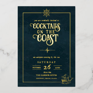 En Aluminium Invitation de fête cocktail littorale | Or Nautica