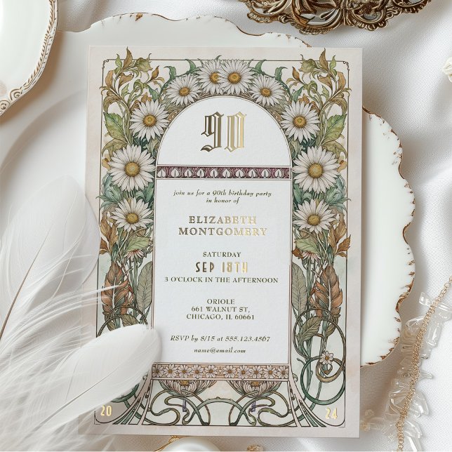 En Aluminium Invitation de fête d'anniversaire 90 ans Charming  (Créateur téléchargé)
