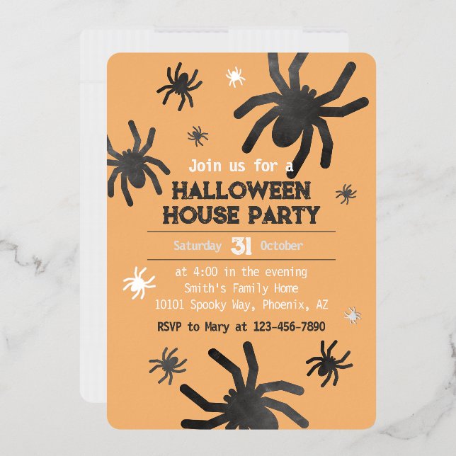 En Aluminium Invitation de fête d'Halloween araignée effrayante (Enveloppe)