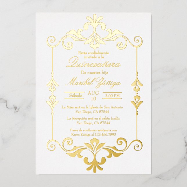 En Aluminium Invitation de feuille Quinceañera (Recto)