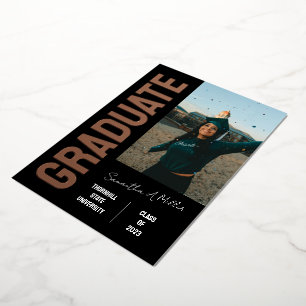 En Aluminium Invitation de fin d'études moderne avec photo vert