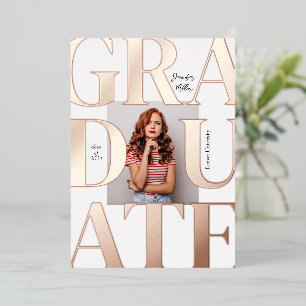 En Aluminium Invitation de Graduation Photo Classique Gras