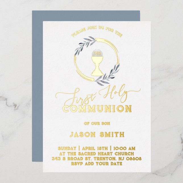 En Aluminium Invitation de la première sainte communion (Recto/Verso)