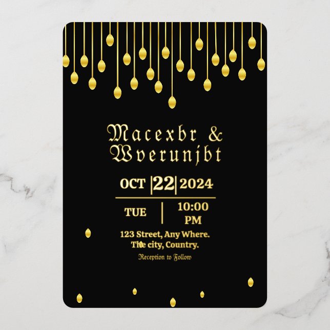 En Aluminium Invitation de luxe de mariage modèle de feuille d' (Recto)