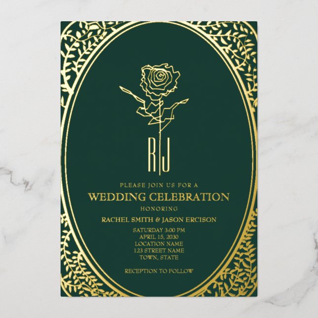 En Aluminium Invitation de luxe Emerald Green Mariage Foil (Recto)