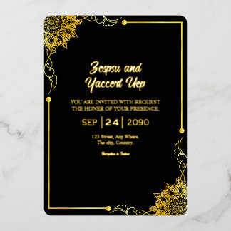 En Aluminium Invitation de luxe noir et or Gold Foil Design