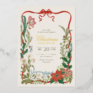 En Aluminium Invitation de maison ouverte de Noël botanique vin