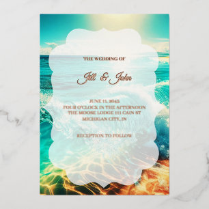 En Aluminium Invitation de mariage à feuille d'aluminium Plage