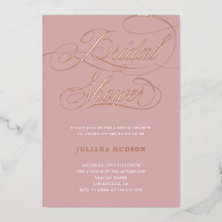 En Aluminium Invitation de mariage à l'écriture dorée rose véri